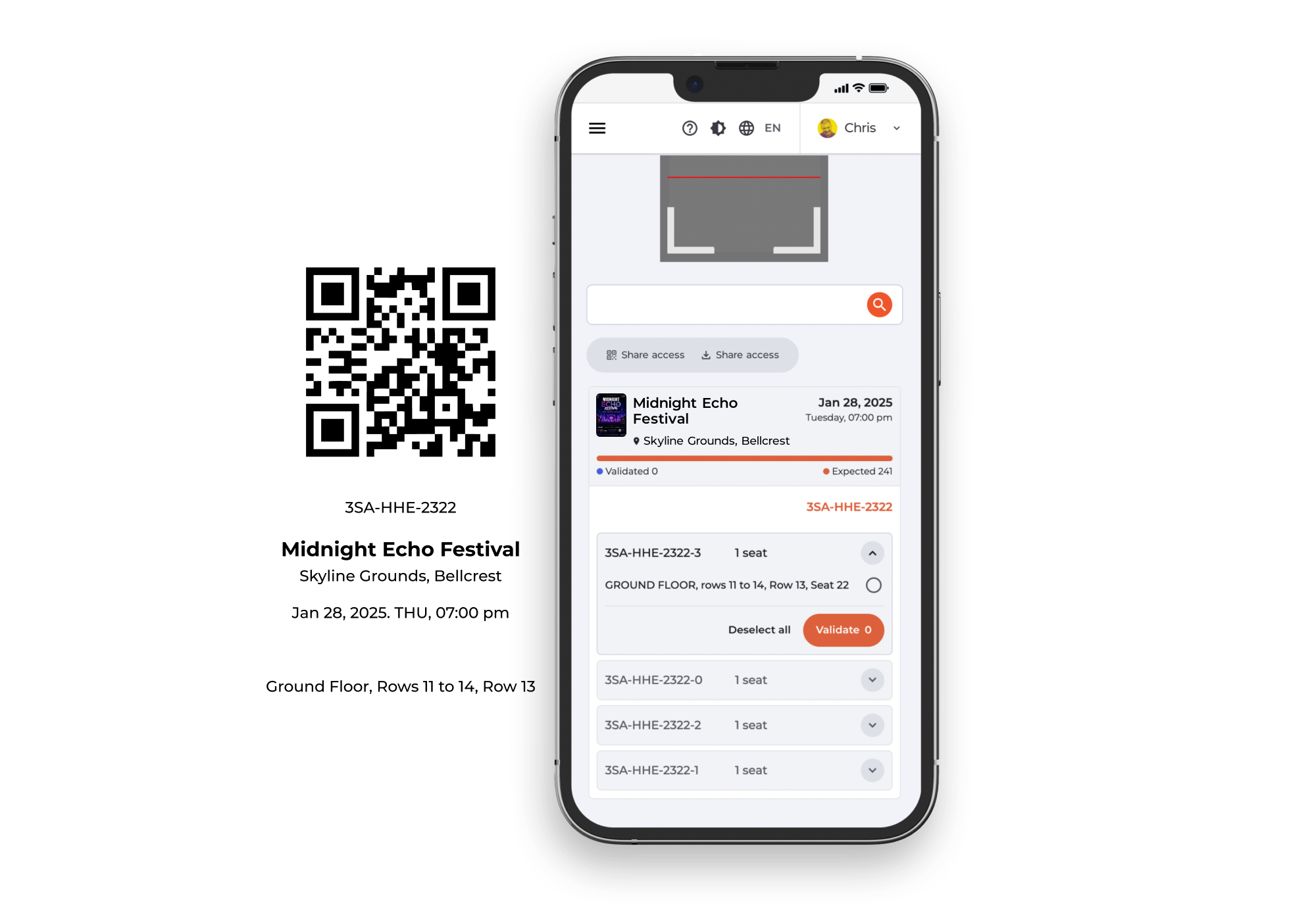 Scanning tickets at a concert entrance